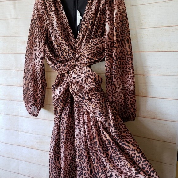 Anthropologie Ranna Gill Animal Print Cutout Midi Dress - Picture 6 of 13